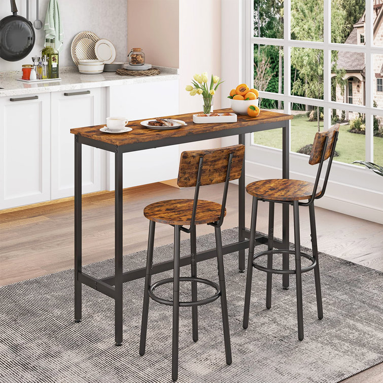 3 Pieces Bistro Table for Kitchen Small Dining Bar Table and 2 Chairs Dining Table Set